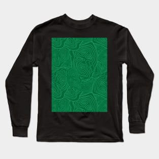 Topographic Map Pattern Green Version Long Sleeve T-Shirt